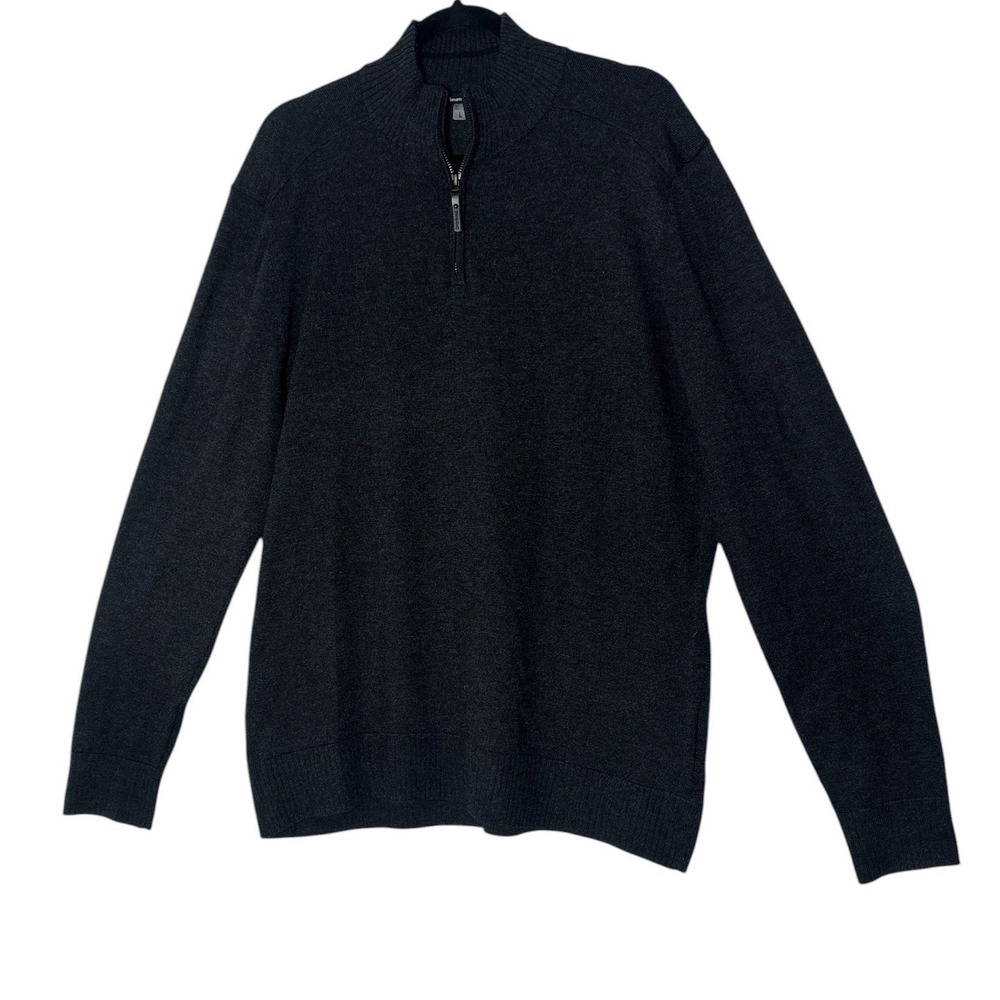 Smartwool Sweater Mens Large Black Wool Blend Long Sleeve Quarter Zip Outdoor
